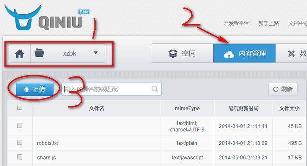 Qiniu Console - Content Management